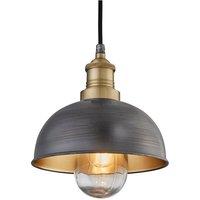 Brooklyn Outdoor & Bathroom Dome Pendant, 8 Inch, Pewter & Brass, Brass Holder