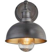 Brooklyn Outdoor & Bathroom Dome Wall Light, 8 Inch, Pewter & Brass, Pewter Holder