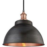 Brooklyn Outdoor & Bathroom Dome Pendant, 13 Inch, Pewter & Copper, Copper Holder
