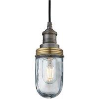 Brooklyn Outdoor & Bathroom Pendant, Pewter Holder, Brass Ring