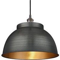 Brooklyn Outdoor & Bathroom Dome Pendant, 17 Inch, Pewter & Brass, Pewter Holder