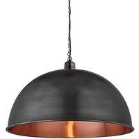 Brooklyn Giant Dome Pendant, 24 Inch, Pewter & Copper, Pewter Chain Holder