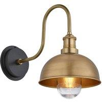 Swan Neck Outdoor & Bathroom Dome Wall Light, 8 Inch, Brass, Brass Holder