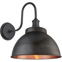 Swan Neck Outdoor & Bathroom Dome Wall Light, 13 Inch, Pewter & Copper, Pewter Holder