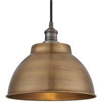 Brooklyn Outdoor & Bathroom Dome Pendant, 13 Inch, Brass, Pewter Holder, Globe Glass