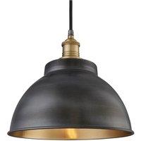 Brooklyn Outdoor & Bathroom Dome Pendant, 13 Inch, Pewter & Brass, Brass Holder, Globe Glass