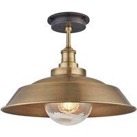 Brooklyn Outdoor & Bathroom Step Flush Mount, 16 Inch, Brass, Brass Holder, Globe Glass
