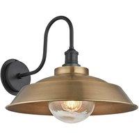 Swan Neck Outdoor & Bathroom Dome Wall Light, 16 Inch, Brass, Pewter Holder, Globe Glass