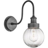 Swan Neck Outdoor & Bathroom Wall Light, Pewter, Globe Glass