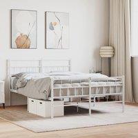 Metal Bed Frame with Headboard and Footboard White 120x200 cm