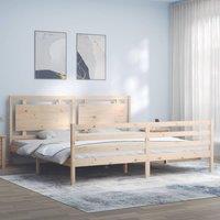 Bed Frame with Headboard 200x200 cm Solid Wood