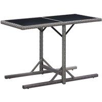 Garden Table Anthracite 110x53x72 cm Glass and Poly Rattan