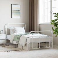 Metal Bed Frame with Headboard and Footboard White 107x203 cm