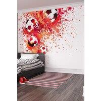 Origin Murals Football Splash Wall Mural in Red | Size: W300 cm x H240 cm
