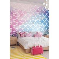 Watercolour Mermaid Scales Wall Mural