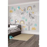Origin Murals Dancing Zebras Wall Mural in Grey | Size: W350 cm x H280 cm