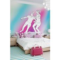 Origin Murals Girls Playing Football Wall Mural in Blue | Size: W300 cm x H240 cm