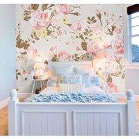 Origin Murals Vintage Rose Pattern Wall Mural in Pink | Size: W350 cm x H280 cm