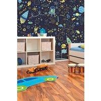 Space Doodle Text Wall Mural