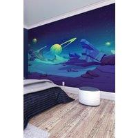 Origin Murals Space Landscape Wall Mural in Blue | Size: W300 cm x H240 cm