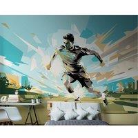 Football Player Abstract Landscape Wall Mural