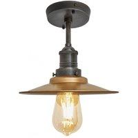Brooklyn Flat Flush Mount, 8 Inch, Brass, Pewter Holder