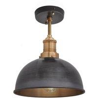 Brooklyn Dome Flush Mount, 8 Inch, Pewter, Brass Holder