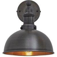 Industville Brooklyn Dome Wall Light, 8 Inch, Pewter & Copper, Pewter Holder in Copper