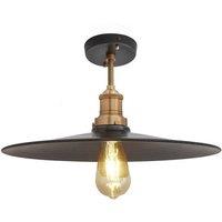 Brooklyn Flat Flush Mount, 15 Inch, Pewter, Brass Holder