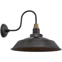 Industville Swan Neck Step Wall Light, 16 Inch, Pewter in Dark Grey