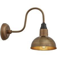 Industville Swan Neck Dome Wall Light, 8 Inch, Brass, Brass Holder in Bronze