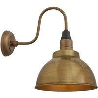 Industville Swan Neck Dome Wall Light, 13 Inch, Brass, Brass Holder in Bronze