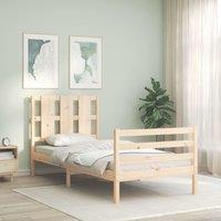 Berkfield Home Bed Frame with Headboard 90x200 cm Solid Wood in Brown