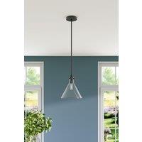 Matte Black 1-Light Pendant with Clear Glass Lampshade