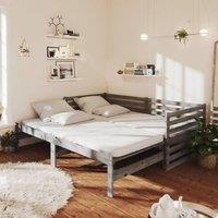 Berkfield Home Pull-out Day Bed Grey Solid Pinewood 2x(90x200) cm