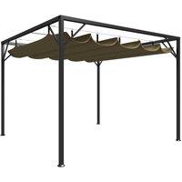Berkfield Home Garden Gazebo with Retractable Roof 3x3 m Taupe 180 g/m in Beige