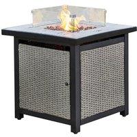 Outdoor Garden Rattan Propane Gas Fire Pit Table Burner