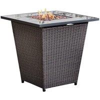 Outdoor Garden Propane Gas Fire Pit Tall Table Burner with Lava Rocks & Cover, Brown