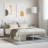 Berkfield Home Metal Bed Frame with Headboard White 140x190 cm