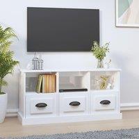 Berkfield Home TV Cabinet High Gloss White 100x35x50 cm Engineered Wood | Size: 100 x 35 x 50 cm