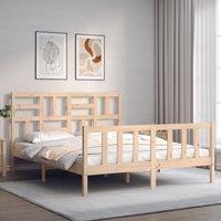 Bed Frame with Headboard King Size Solid Wood