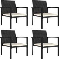 Garden Dining Chairs 4 pcs Poly Rattan Black