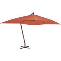 Cantilever Umbrella with Wooden Pole 400x300 cm Terracotta