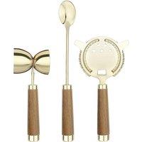 Final Touch Brass Mixing Set with Solid Wood Handles in Gold