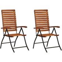 Berkfield Home 2 pcs Reclining Garden Chairs Solid Acacia Wood in Brown
