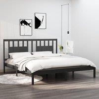 Berkfield Home Bed Frame Grey Solid Wood Pine 200x200 cm