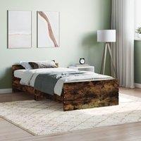 Berkfield Home Bed Frame Smoked Oak 100x200 cm Engineered Wood in Brown