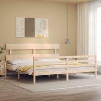 Berkfield Home Bed Frame with Headboard 200x200 cm Solid Wood in Brown