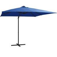 Berkfield Home Cantilever Umbrella with LED lights & Steel Pole 250x250 cm Azure Blue