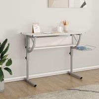 Berkfield Home Craft Desk White&Grey 110x53x(58-87) cm Engineered Wood&Steel in White